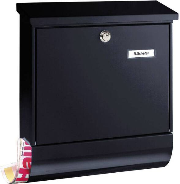 Burg Wächter 31460 VARIO 8672 S Briefkasten Stahlblech Schwarz Schlüsselschloss