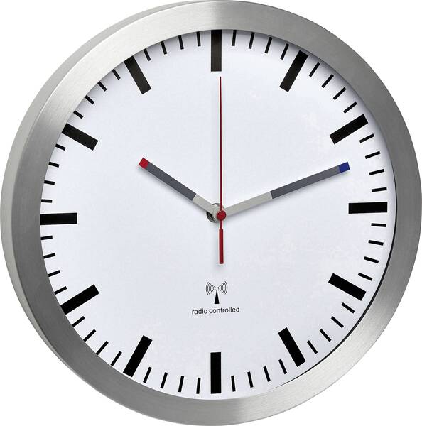 TFA Dostmann 60.3528.02 Funk Wanduhr 300 mm x 45 mm Aluminium Schleichendes Uhrwerk (lautlos)