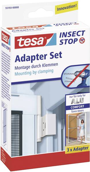 tesa 55193-00 Adapter Alu Comfort Fliegengitter Adapter-Set Passend für Marke (Tiervertreiber) Tesa Tesa Fliegengitter