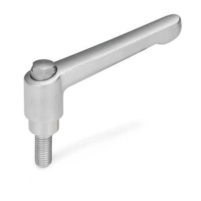 Ganter Norm® - 300.6-30-M5-20-AS Verstellbare Edelstahl-Klemmhebel, mit Schraube, elektropoliert