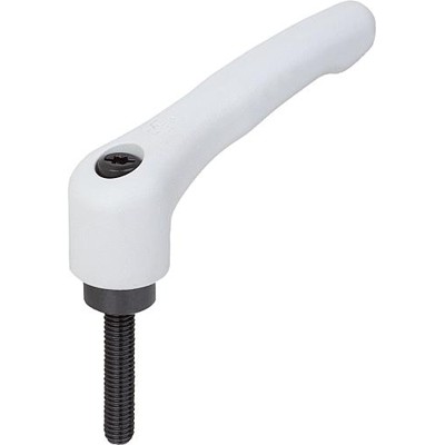 KIPP - KLEMMHEBEL GR.5 M12X60, HOCHLEISTUNGSTHERMOPLAST GRAU RAL7035, KOMP:STAHL BRÜNIERT