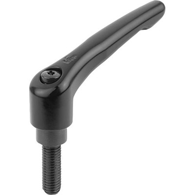 KIPP - KLEMMHEBEL GR.4 M12X35, ZINK SCHWARZ RAL9005 SEIDENMATT, KOMP:STAHL BRÜNIERT