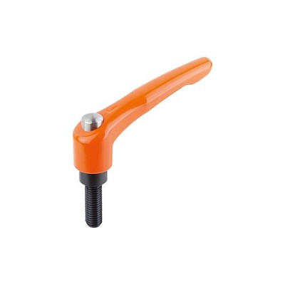 KIPP - KLEMMHEBEL MIT SCHUTZKAPPE GR.2 M08X60, ZINK ORANGE RAL2004 SEIDENMATT, KOMP:STAHL BRÜNIERT