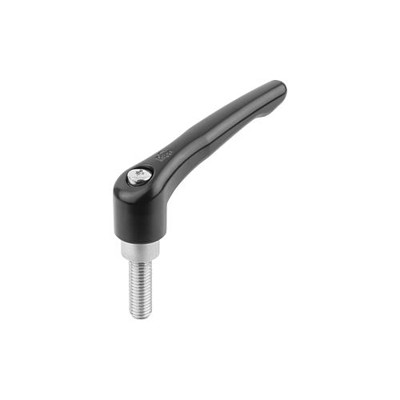 KIPP - KLEMMHEBEL GR.1 M05X35, ZINK SCHWARZ RAL9005 SEIDENMATT, KOMP:EDELSTAHL BLANK