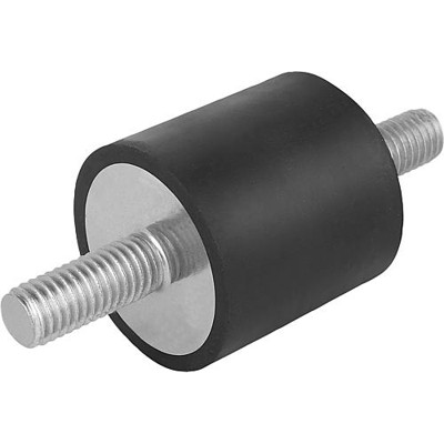 KIPP - GUMMIPUFFER TYP A AUSSENGEWINDE M04X10, D=15, H=10, STAHL, KOMP:ELAST. NATURKAUTSCHUK SHORE 55A, SCHWARZ